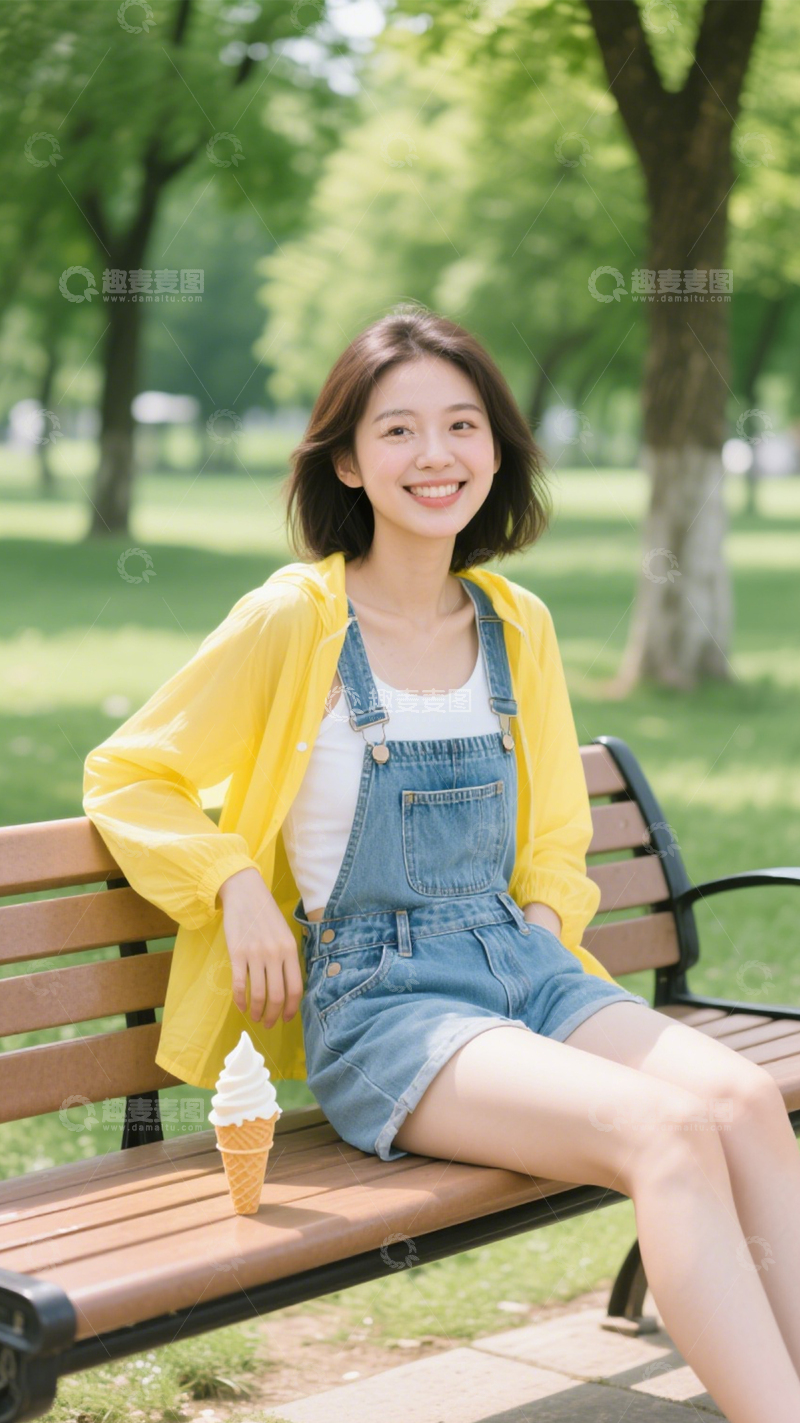 高清大图下载【趣麦麦图】背带裤装青春活力1