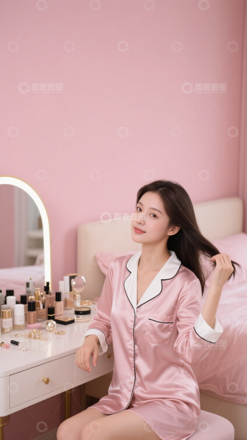高清大图下载【趣麦麦图】睡衣美妆温柔氛围3