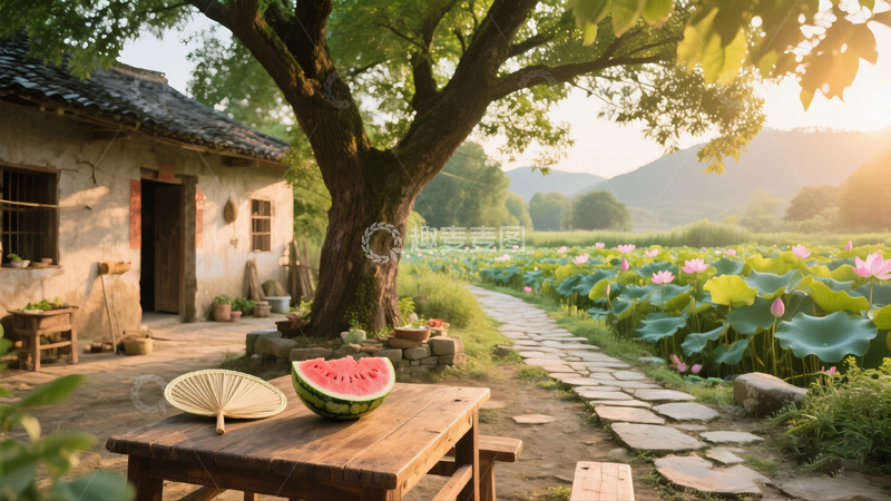高清大图下载【趣麦麦图】乡村庭院荷花池景色123