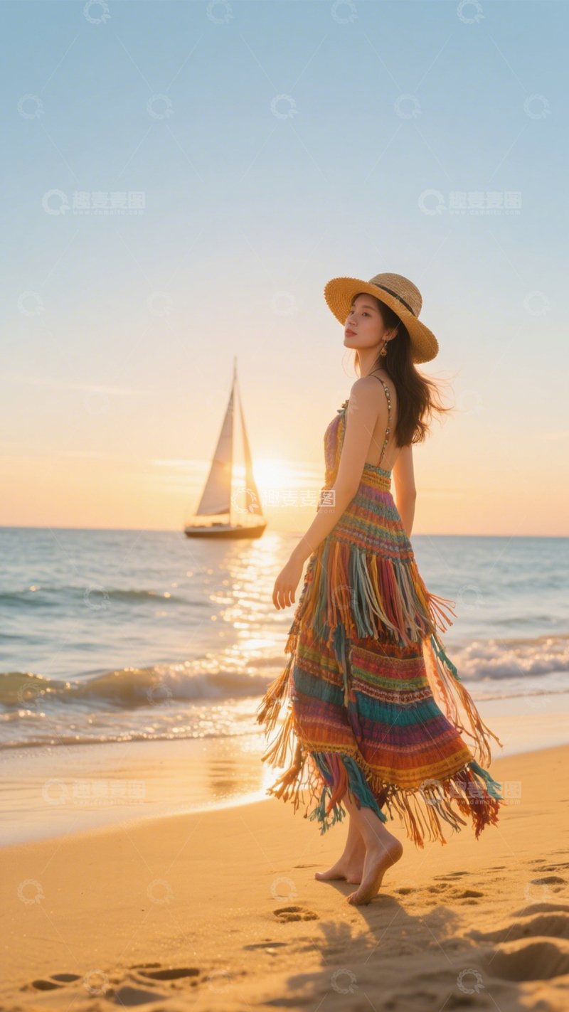 高清大图下载【趣麦麦图】海边度假浪漫穿搭