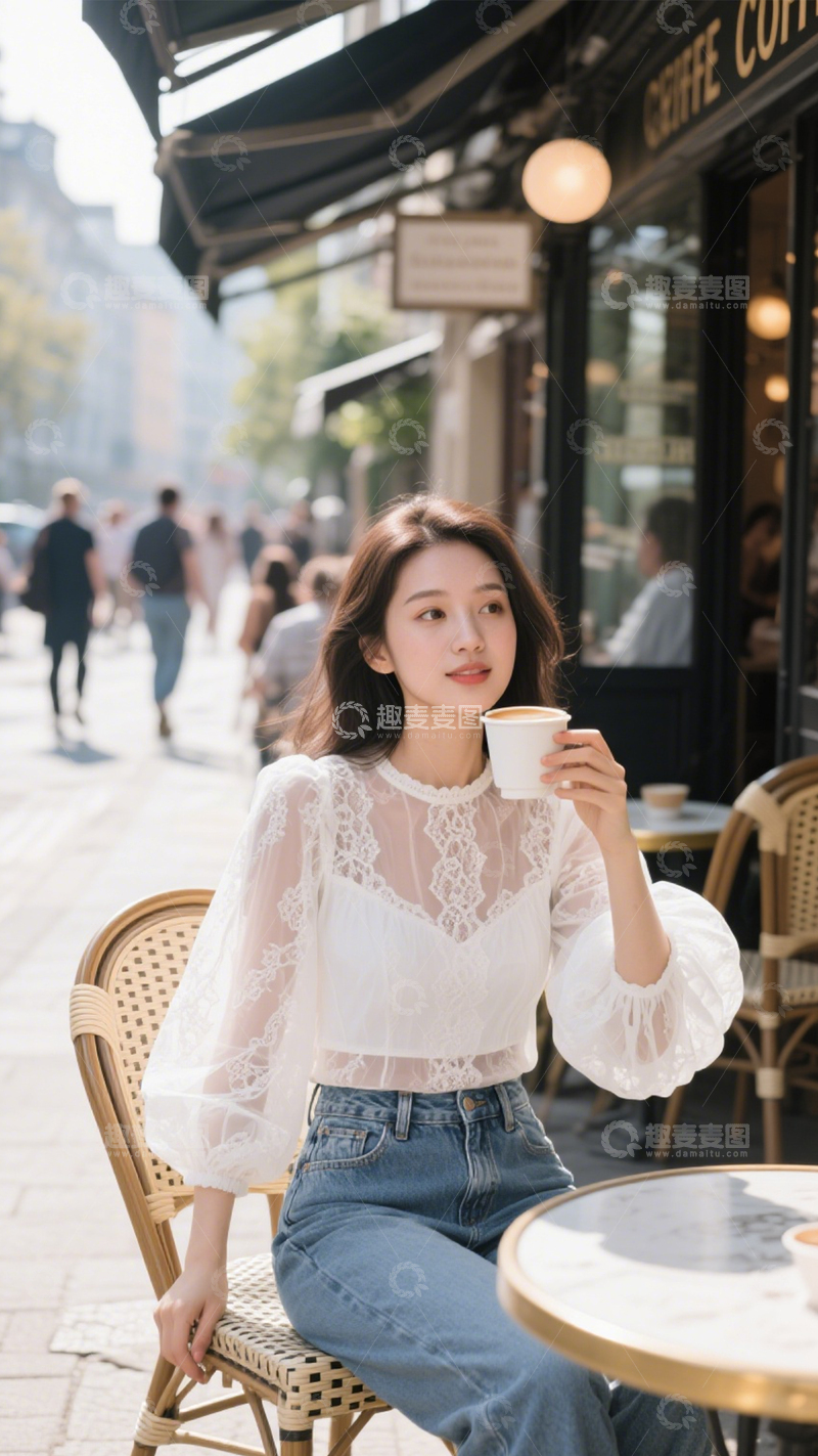 高清大图下载【趣麦麦图】蕾丝牛仔日常时尚2