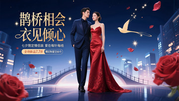 七夕节服装上新促销海报