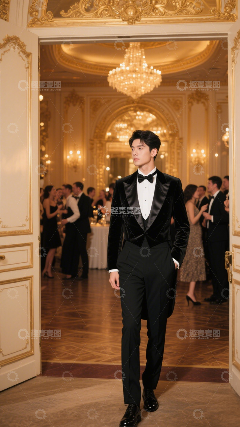 高清大图下载【趣麦麦图】黑色礼服晚宴风范1