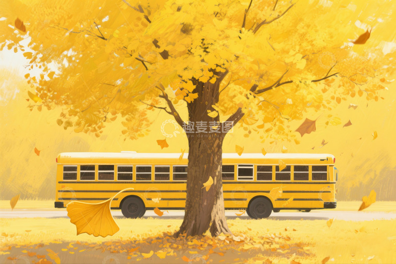 高清大图下载【趣麦麦图】秋季银杏落叶景色1