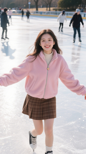 粉色外套冬日活力1