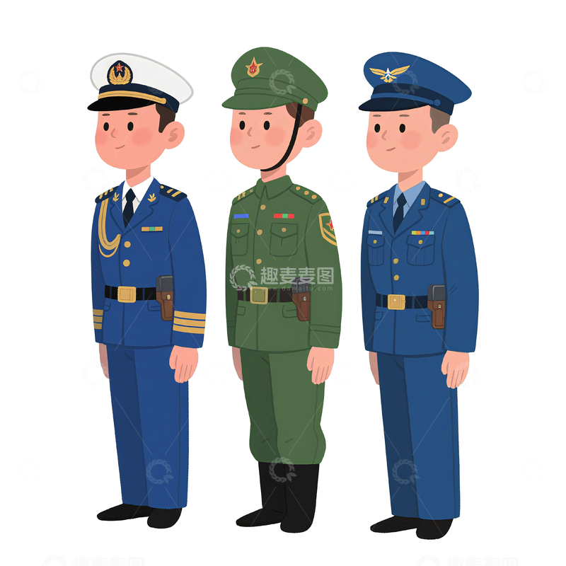 建党节主题卡通军人形象