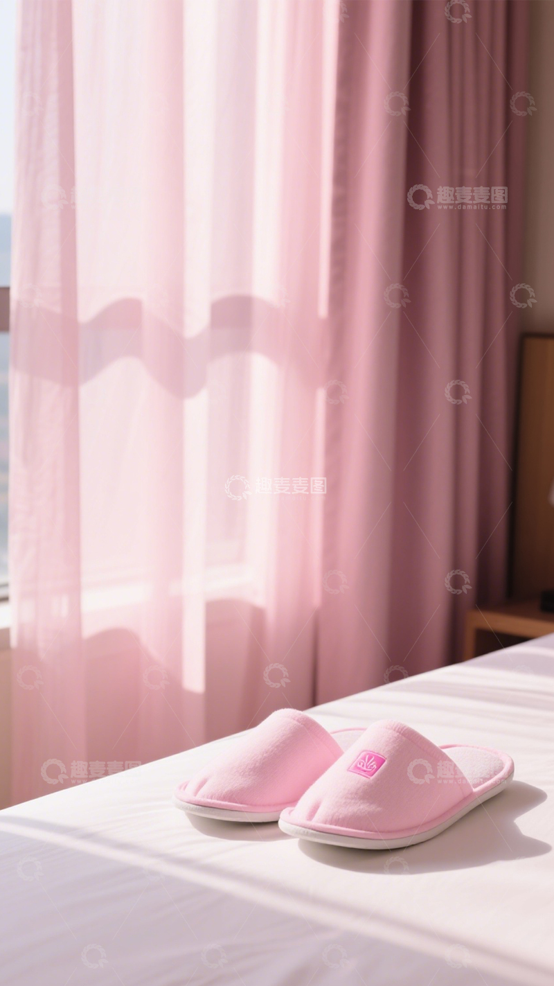 高清大图下载【趣麦麦图】粉拖鞋居家穿搭首选1