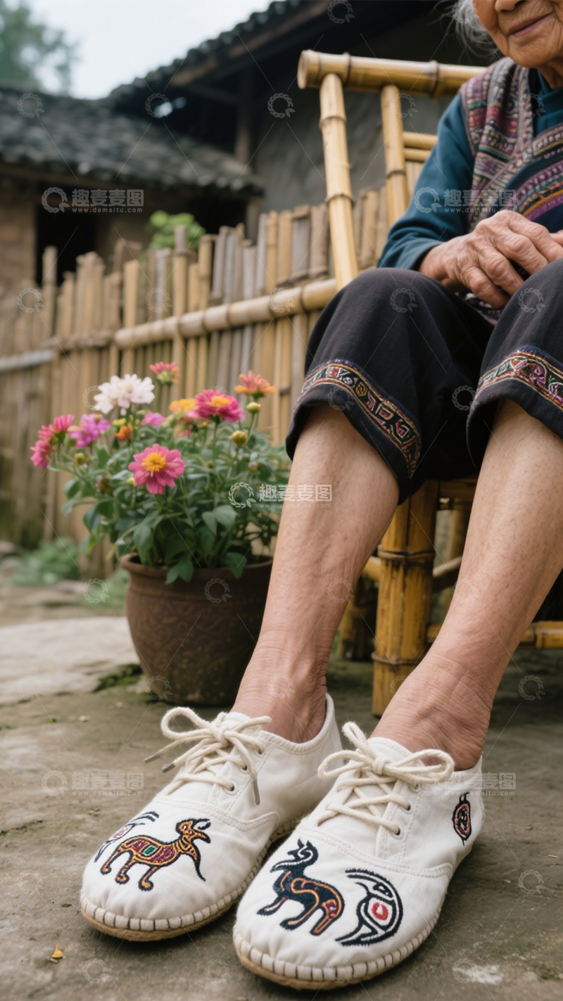 高清大图下载【趣麦麦图】布鞋民族穿搭搭档