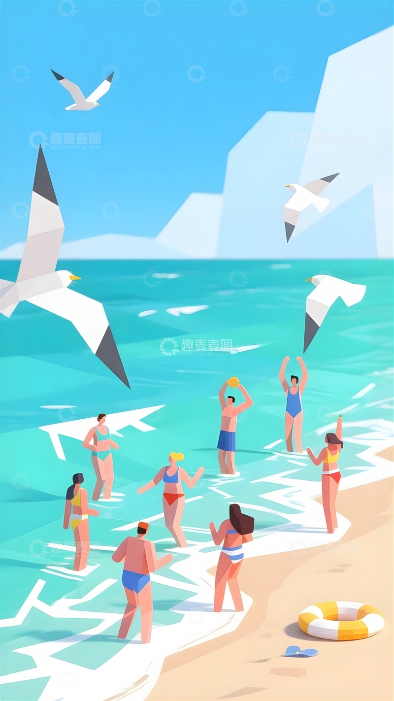 高清大图下载【趣麦麦图】夏季大海沙滩背景2