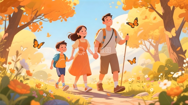 高清大图下载【趣麦麦图】秋季露营度假人物1