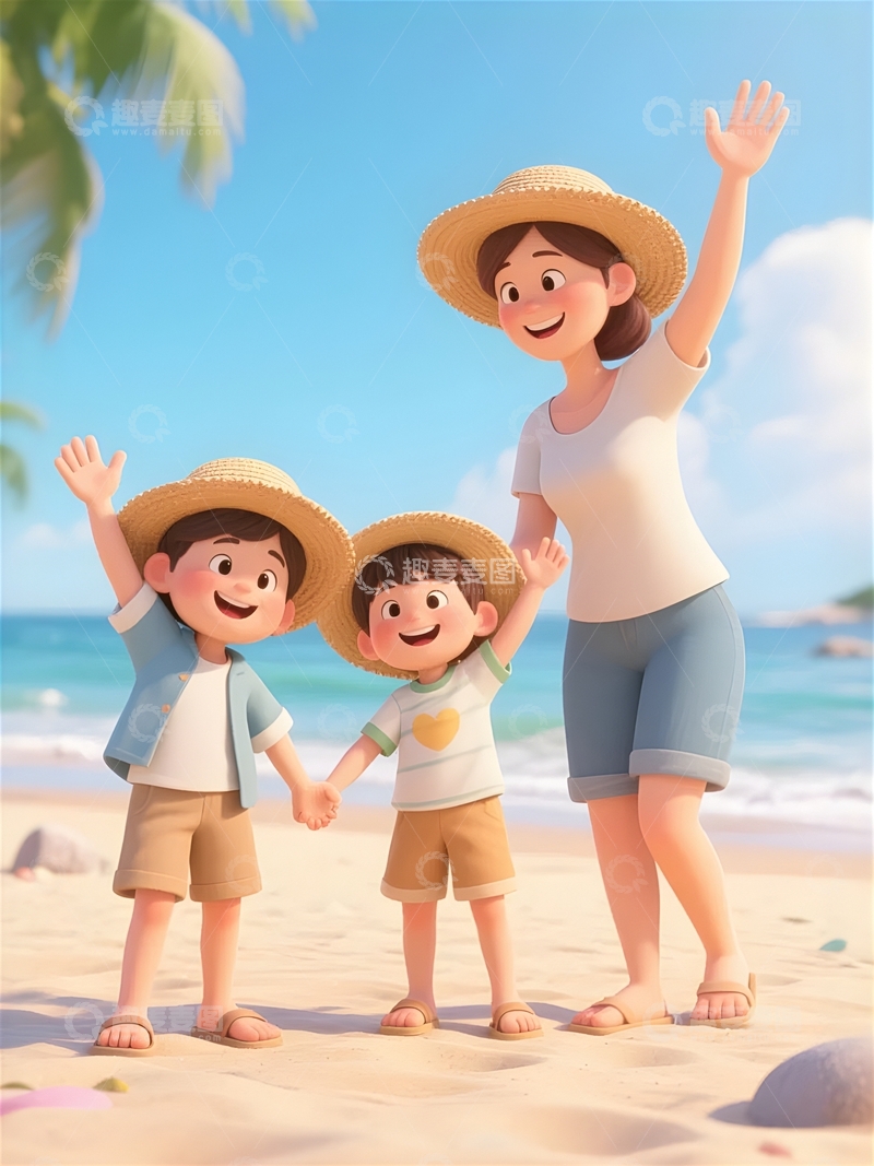 高清大图下载【趣麦麦图】夏季海边度假人物6