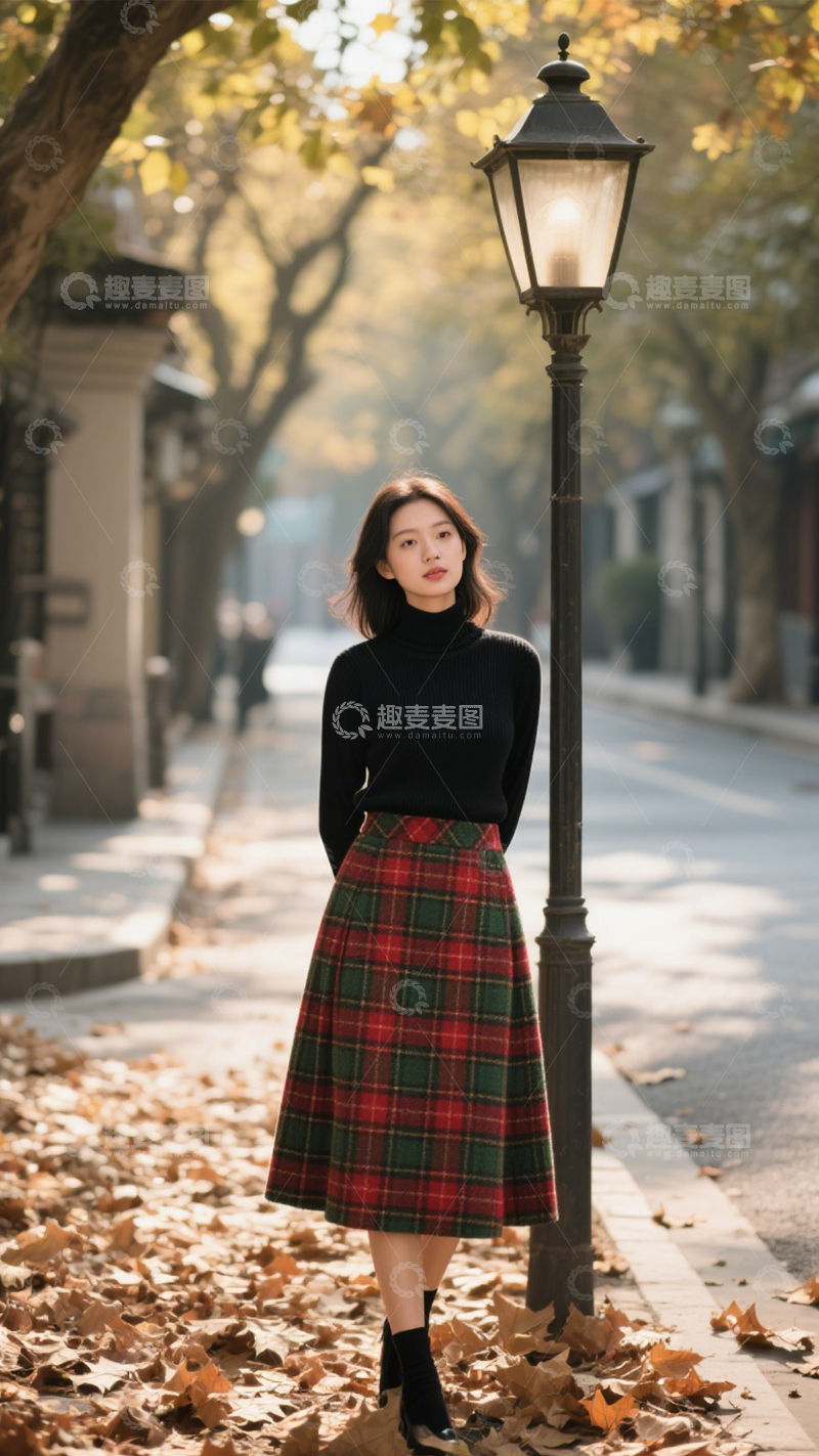 高清大图下载【趣麦麦图】半裙复古穿搭亮点1