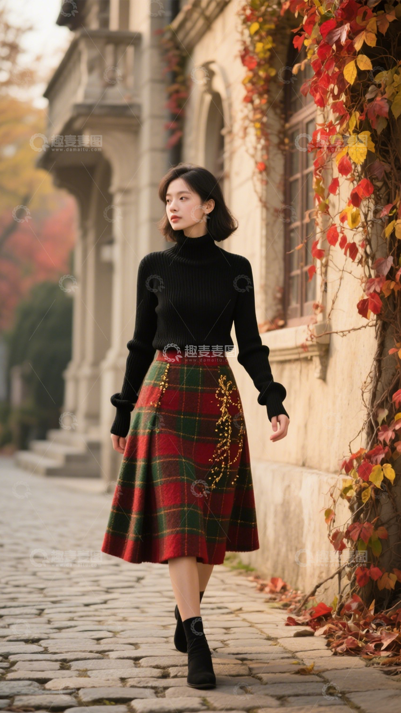 高清大图下载【趣麦麦图】半裙复古穿搭亮点