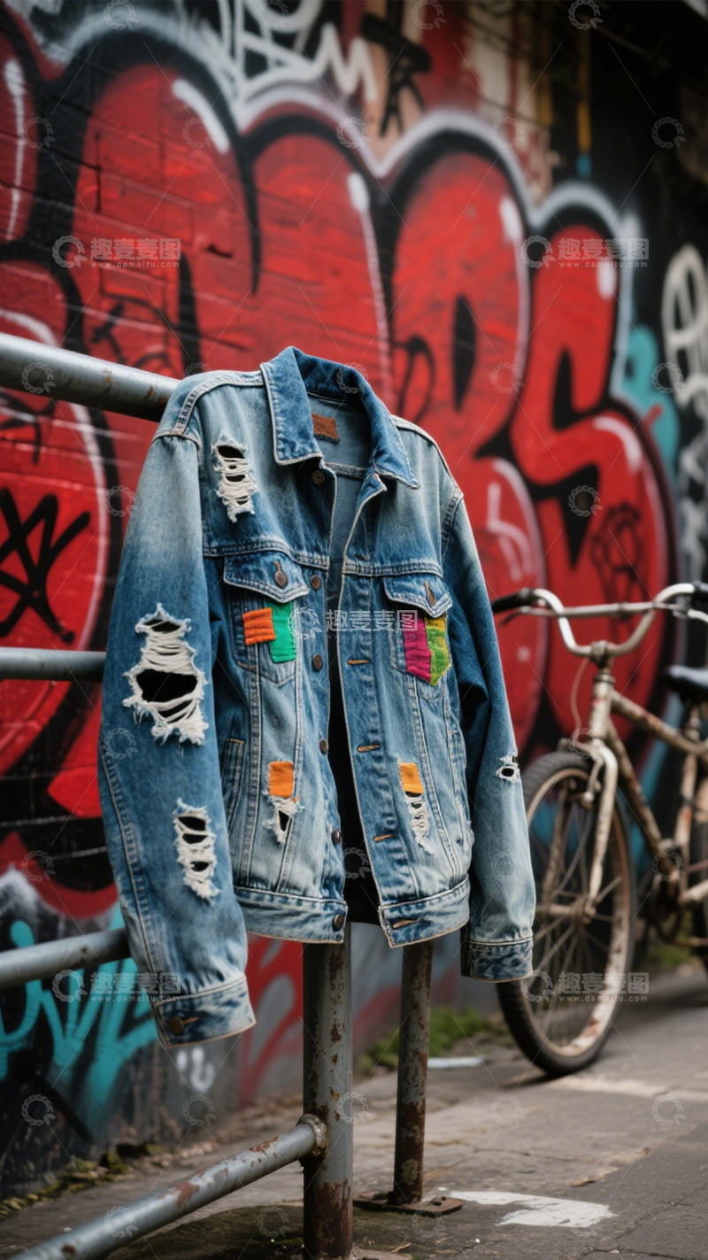 高清大图下载【趣麦麦图】牛仔外套街头潮流标配3