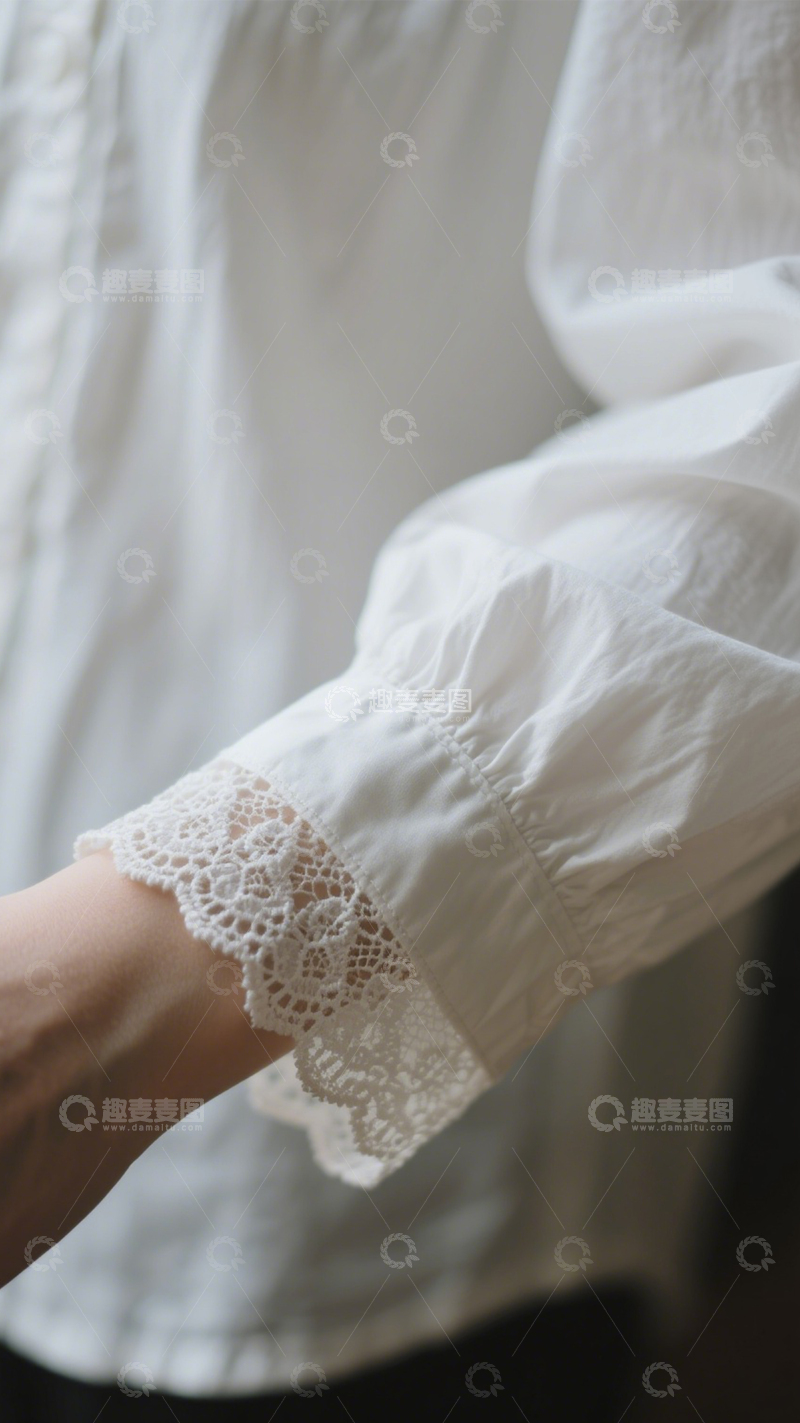 高清大图下载【趣麦麦图】宽松蕾丝白衬衫2
