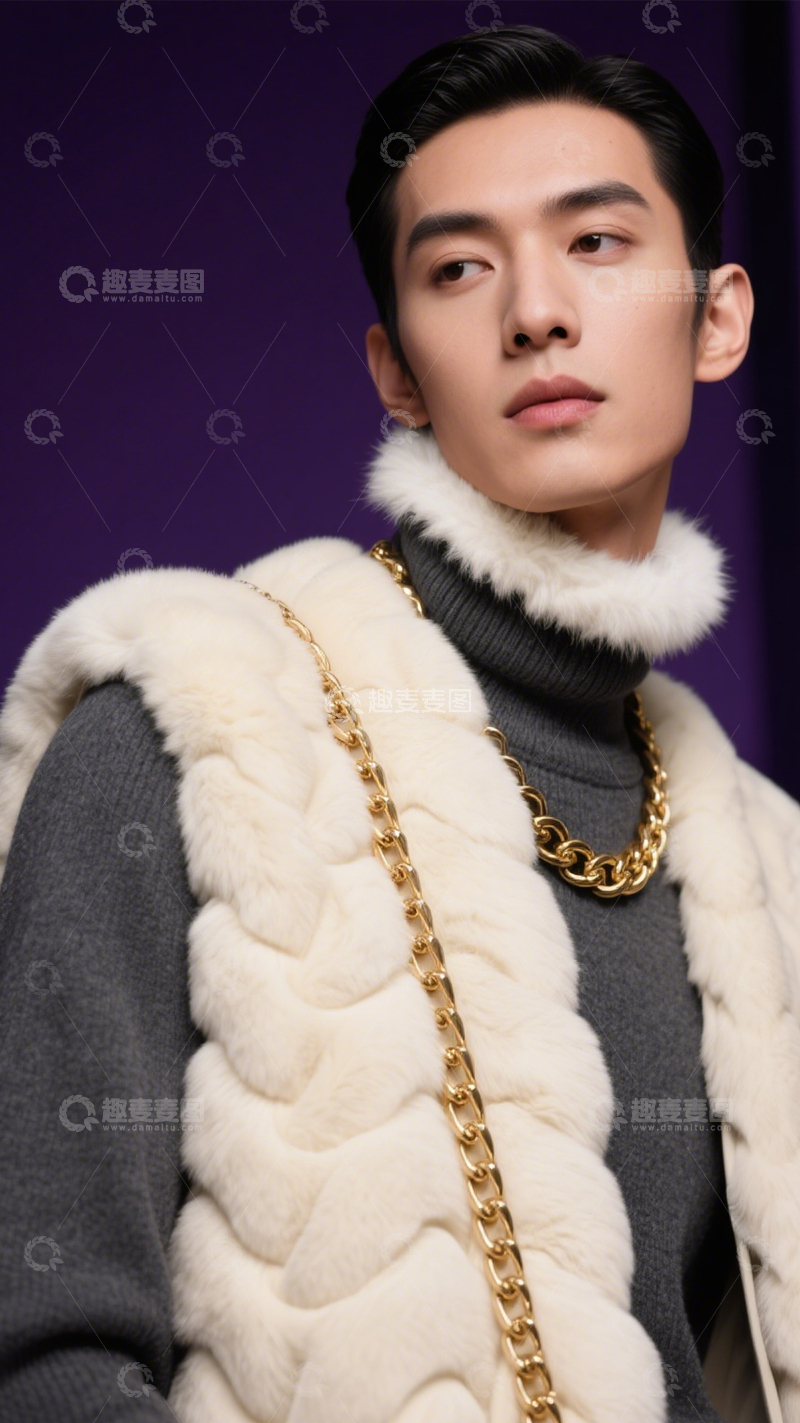 高清大图下载【趣麦麦图】皮草马甲冬日优雅担当
