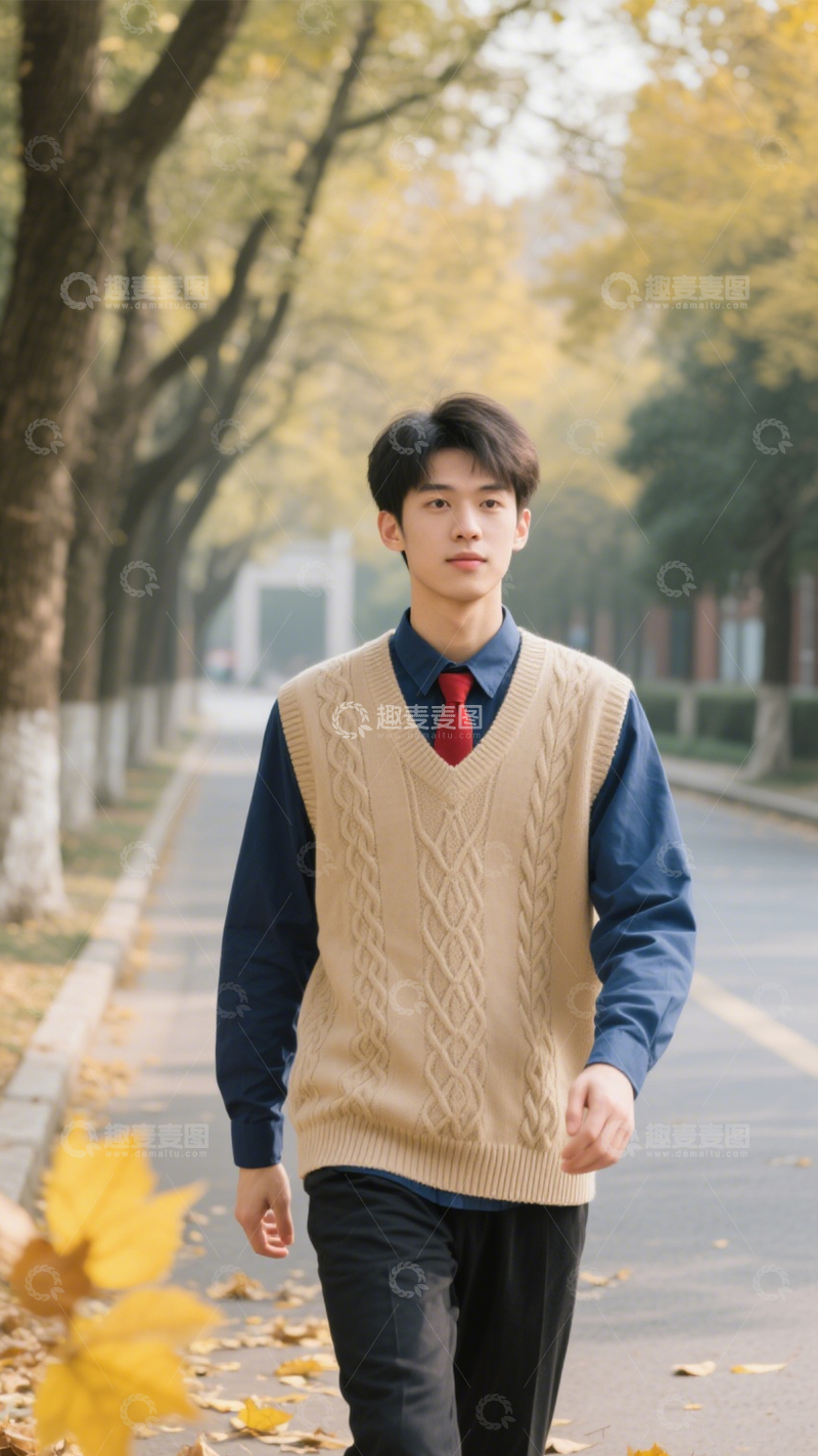 高清大图下载【趣麦麦图】针织马甲校园文艺风2