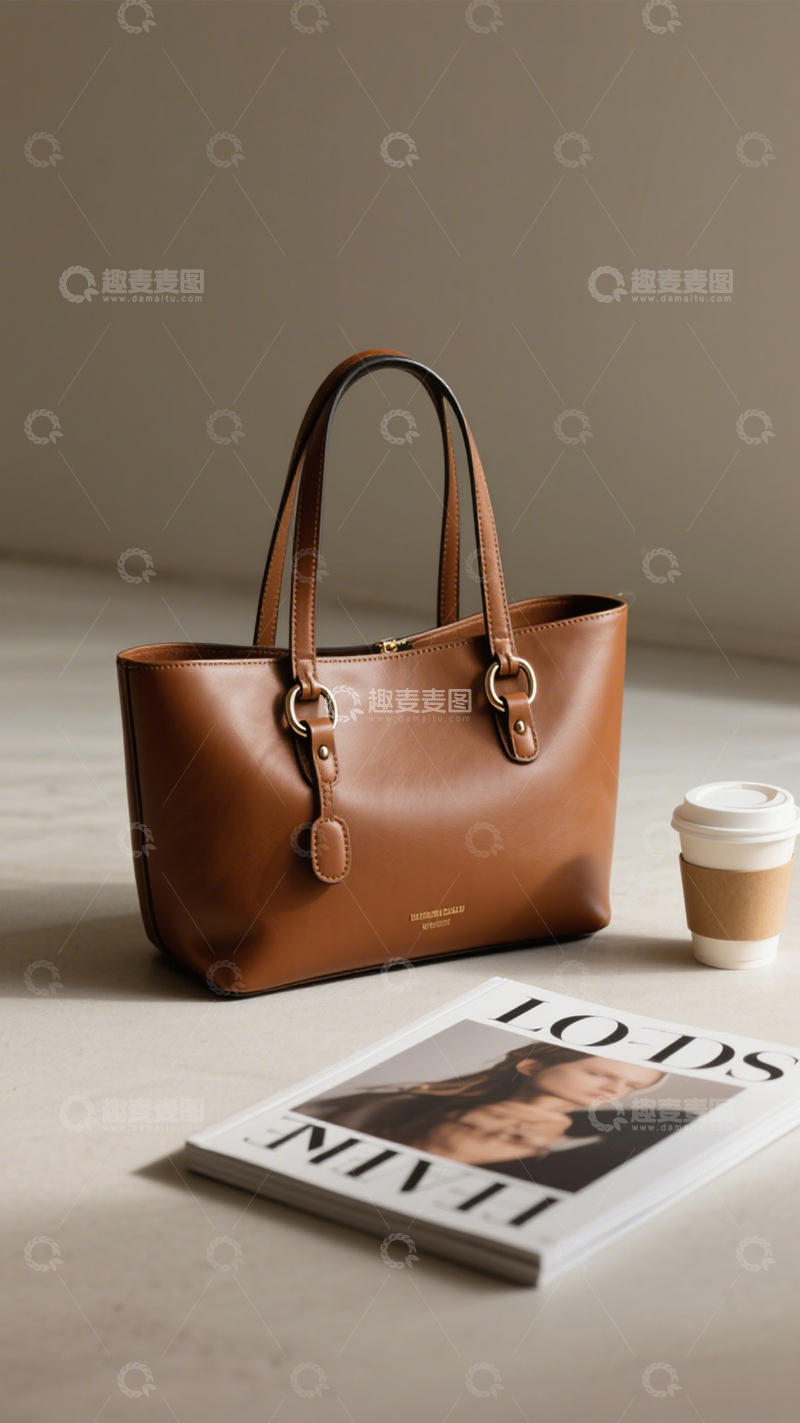 高清大图下载【趣麦麦图】棕色托特包时尚通勤3