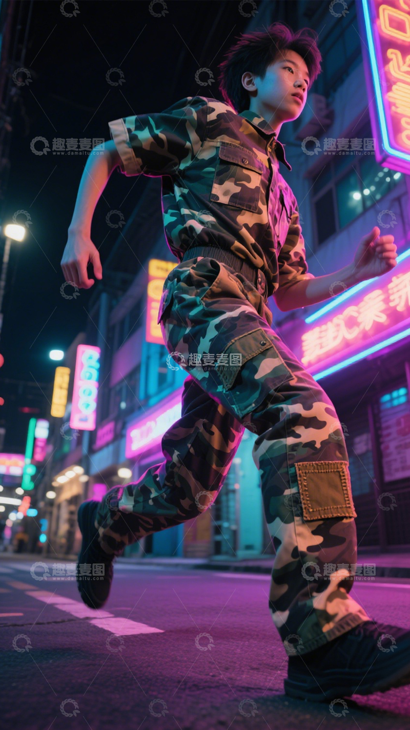 高清大图下载【趣麦麦图】迷彩工装街头潮流风