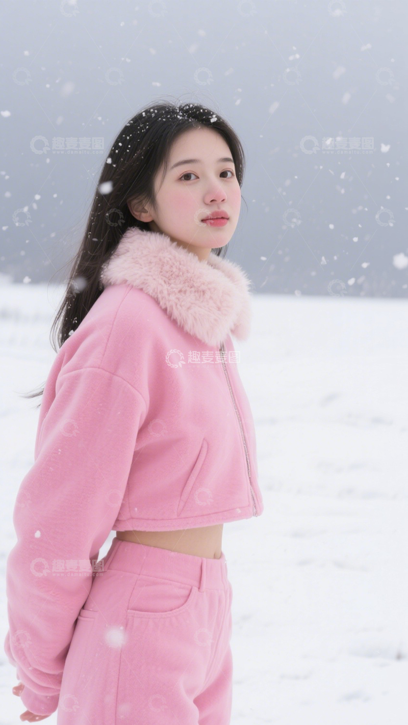 高清大图下载【趣麦麦图】粉套装冬日甜美风
