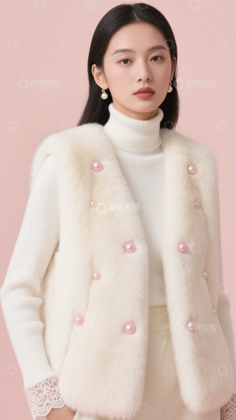 高清大图下载【趣麦麦图】皮草马甲冬日优雅担当1