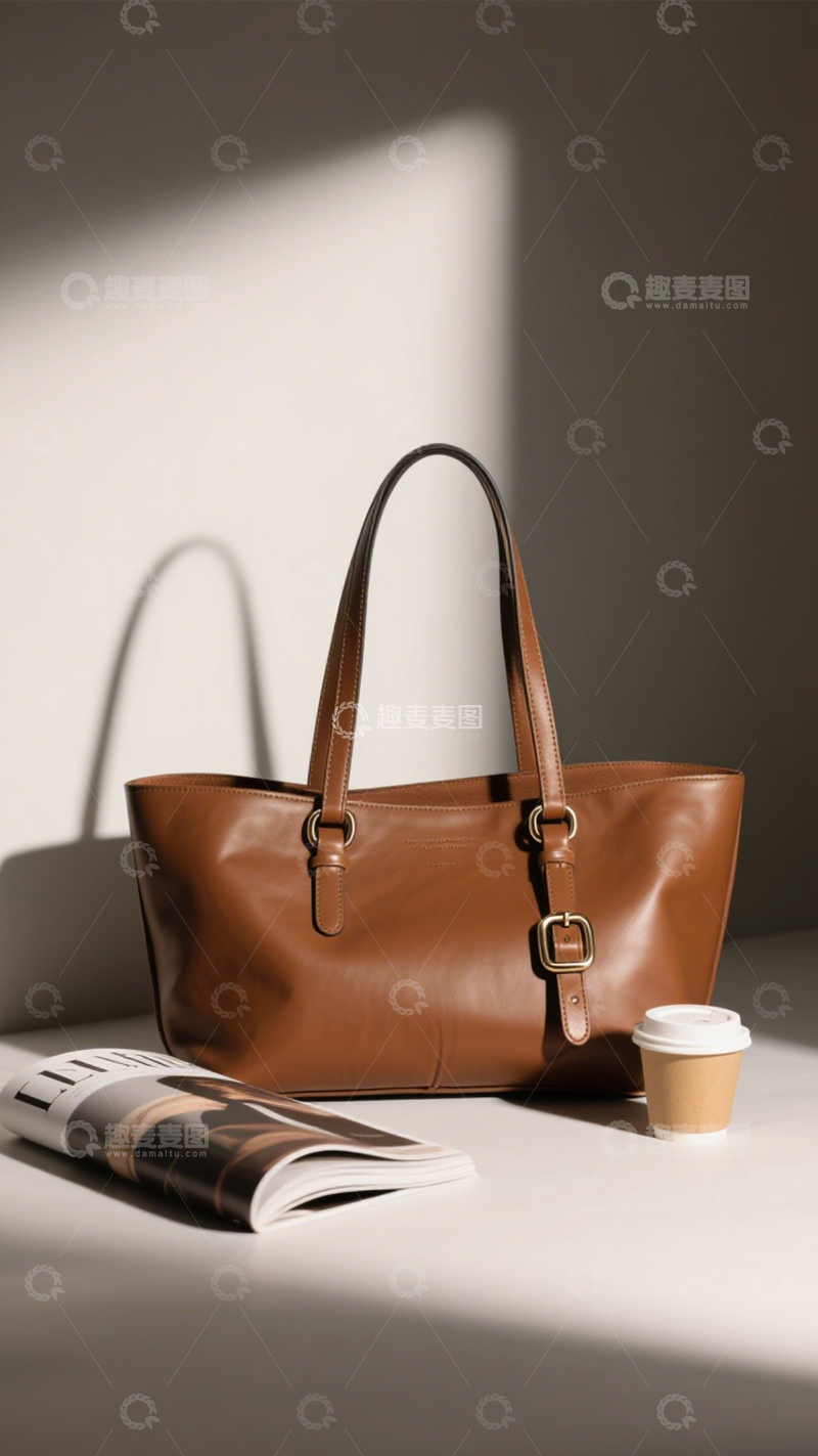 高清大图下载【趣麦麦图】棕色托特包时尚通勤2