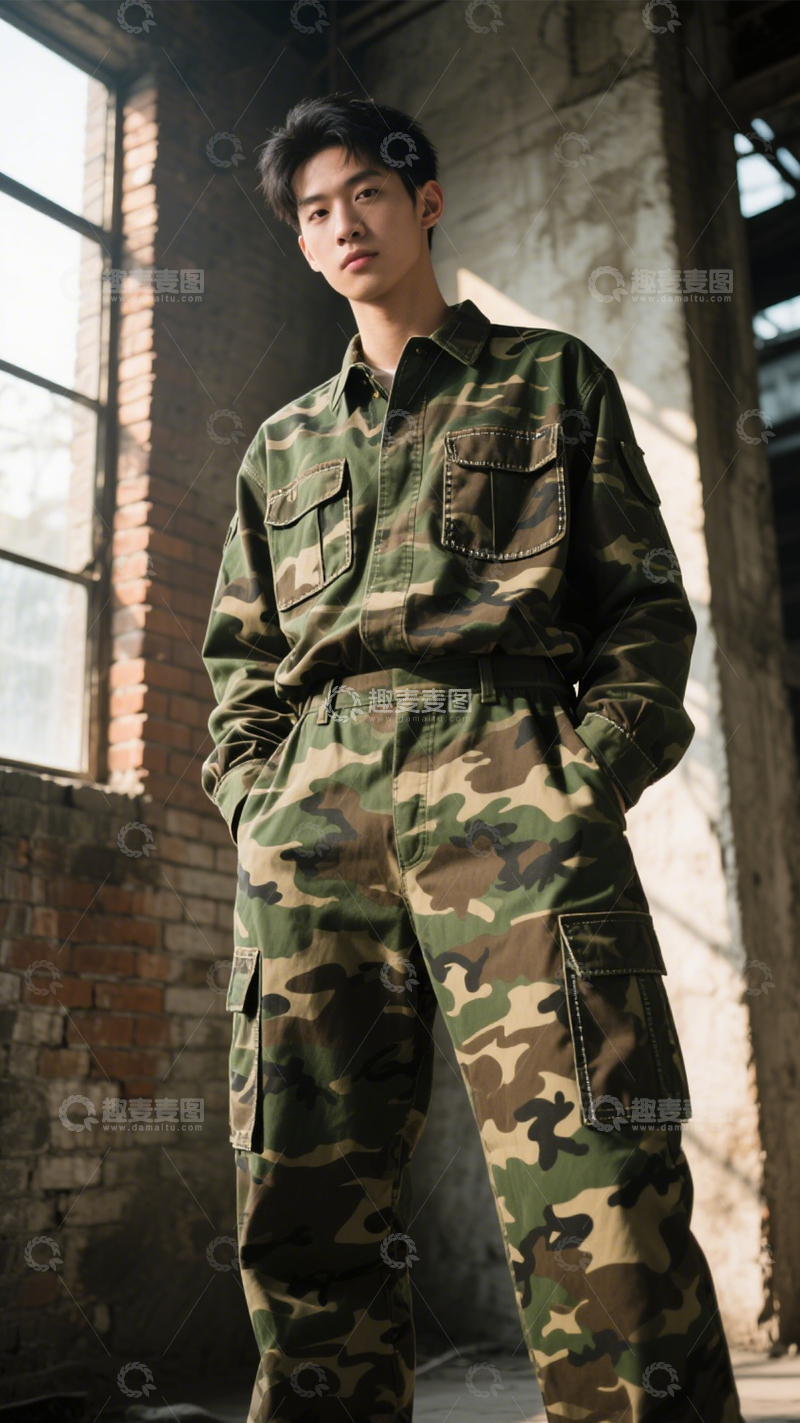 高清大图下载【趣麦麦图】迷彩工装街头潮流风3