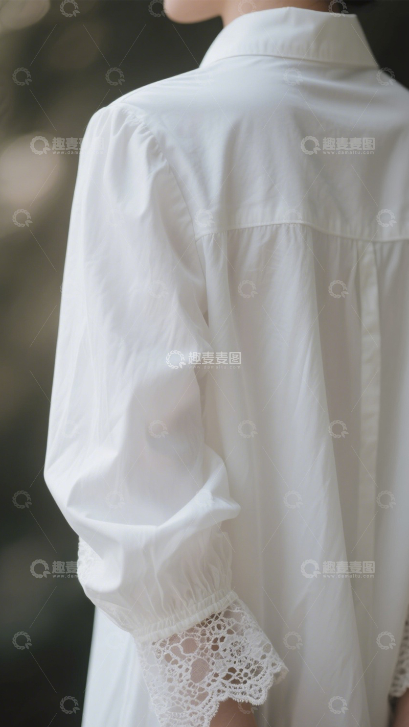 高清大图下载【趣麦麦图】宽松蕾丝白衬衫1