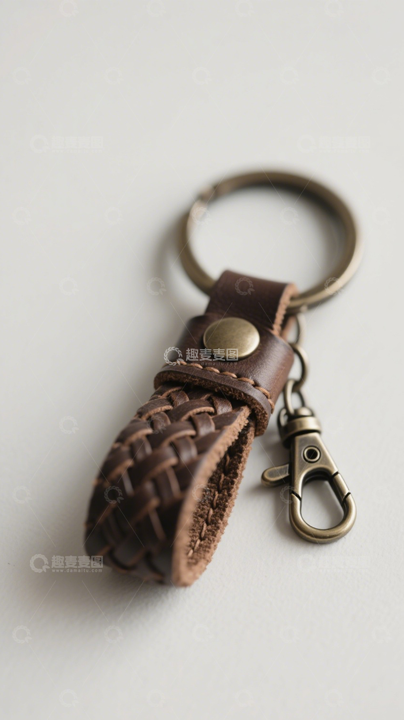 高清大图下载【趣麦麦图】复古实用编织皮钥匙扣3
