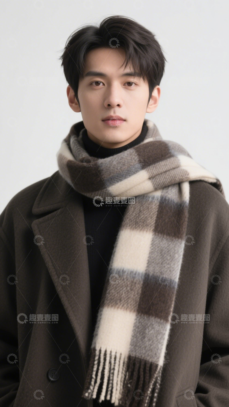 高清大图下载【趣麦麦图】英伦风格纹羊毛围巾1