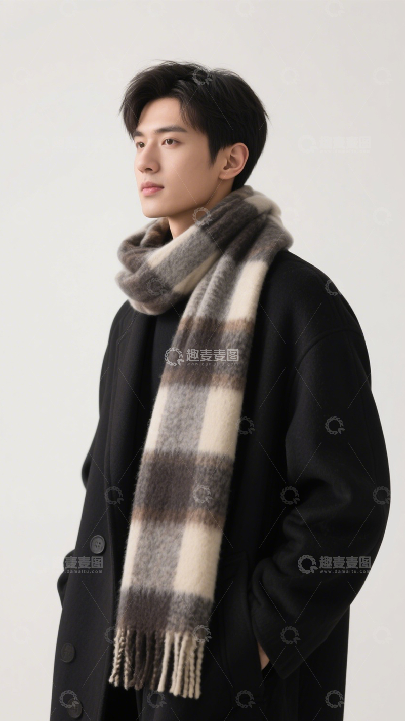 高清大图下载【趣麦麦图】英伦风格纹羊毛围巾3