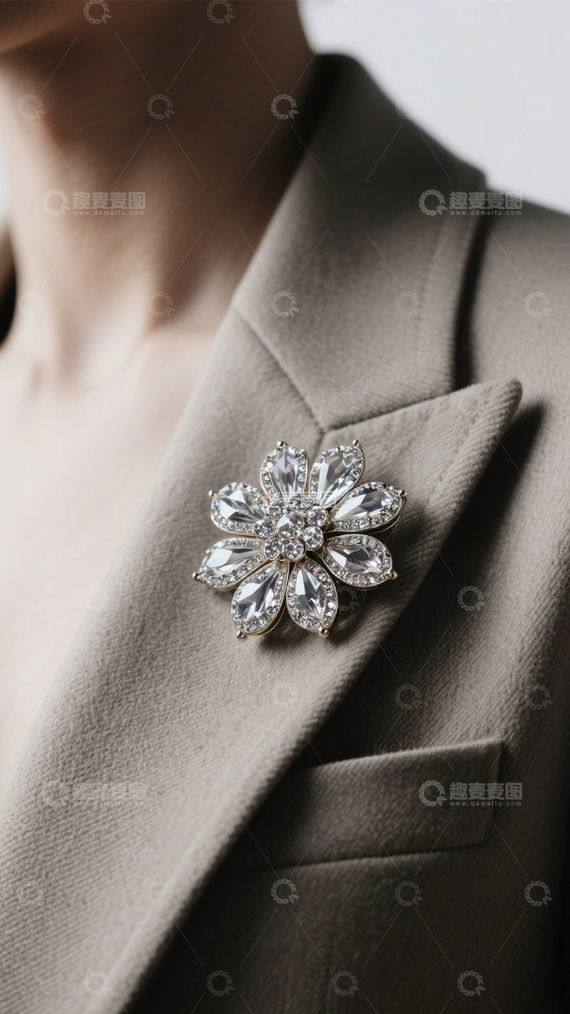 高清大图下载【趣麦麦图】闪耀精致花朵胸针
