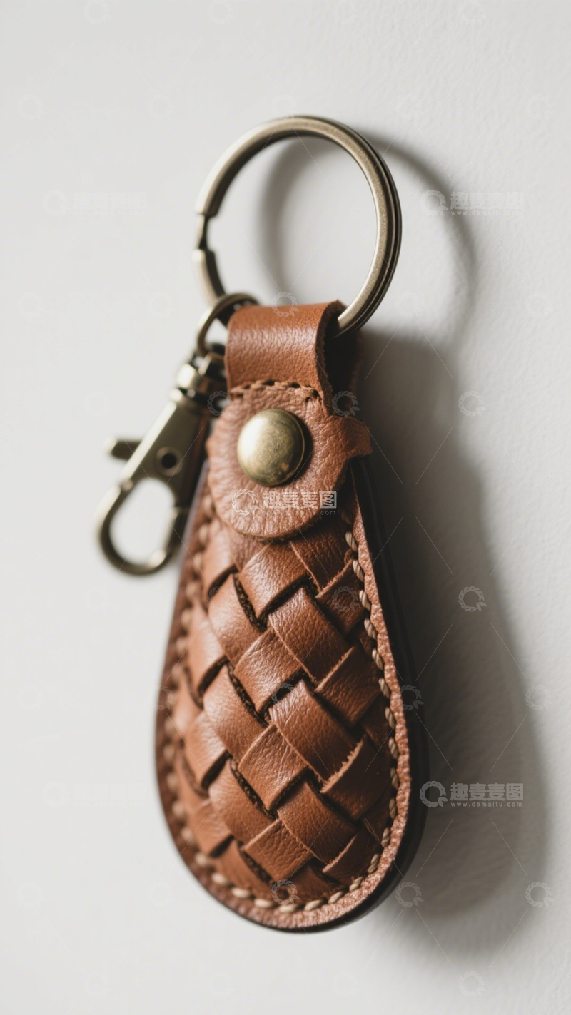 高清大图下载【趣麦麦图】复古实用编织皮钥匙扣