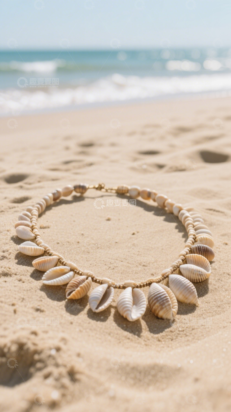高清大图下载【趣麦麦图】海滩度假贝壳项链1