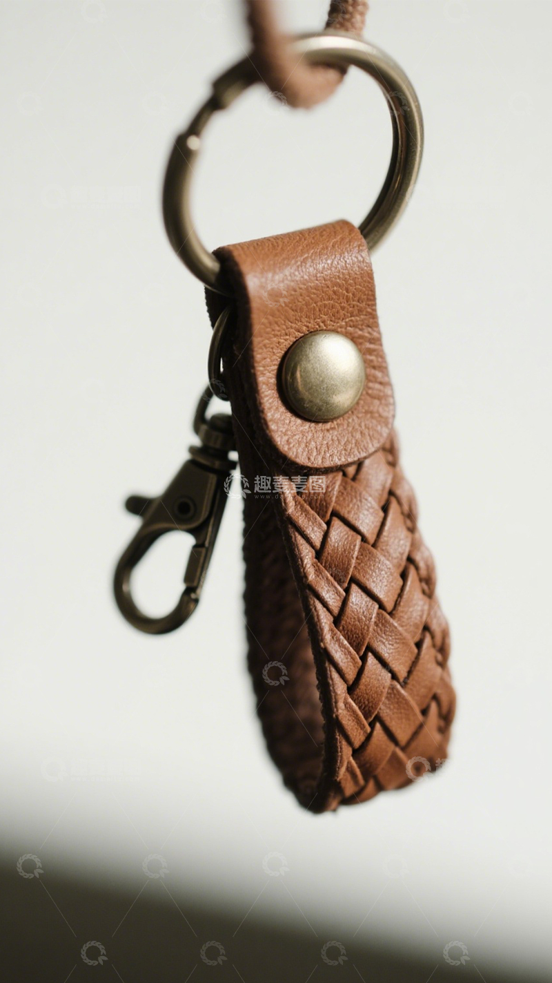 高清大图下载【趣麦麦图】复古实用编织皮钥匙扣1