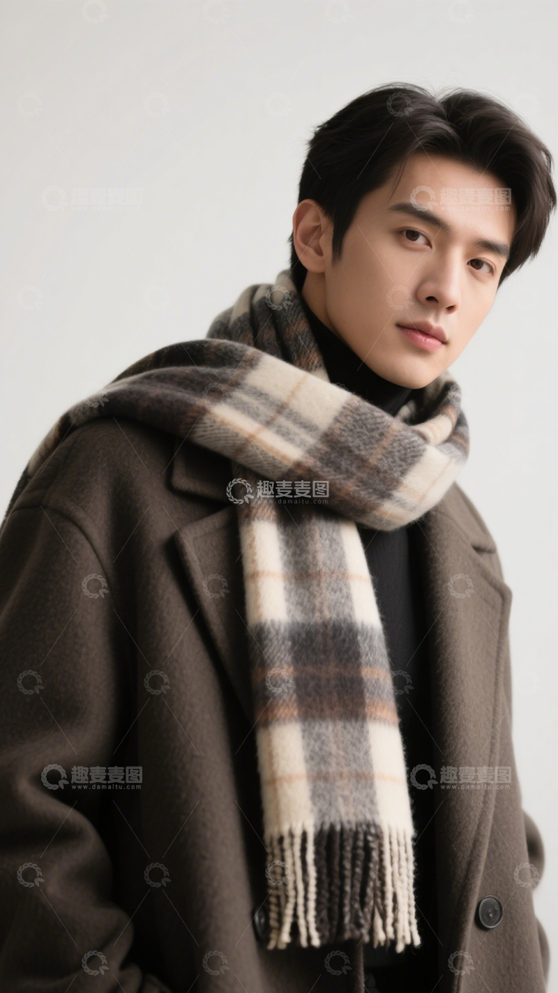 高清大图下载【趣麦麦图】英伦风格纹羊毛围巾2