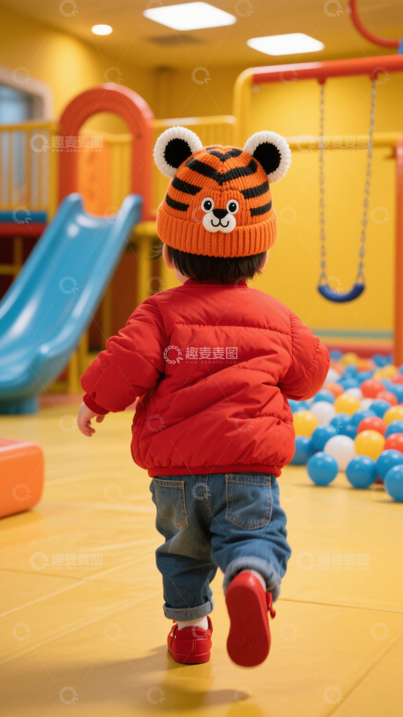 高清大图下载【趣麦麦图】-童趣亲子虎帽穿搭1