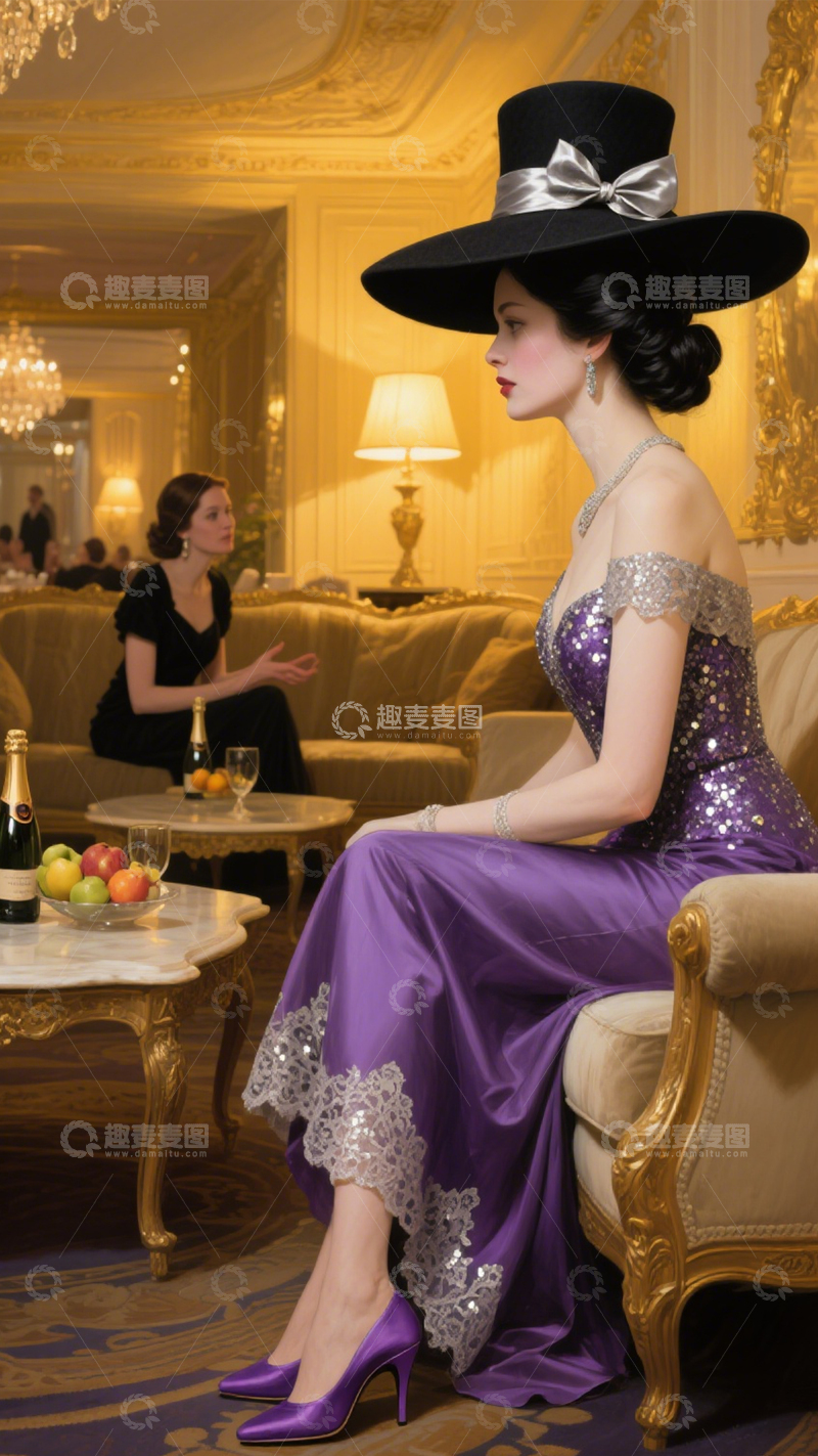 高清大图下载【趣麦麦图】华丽舞会紫色礼服1