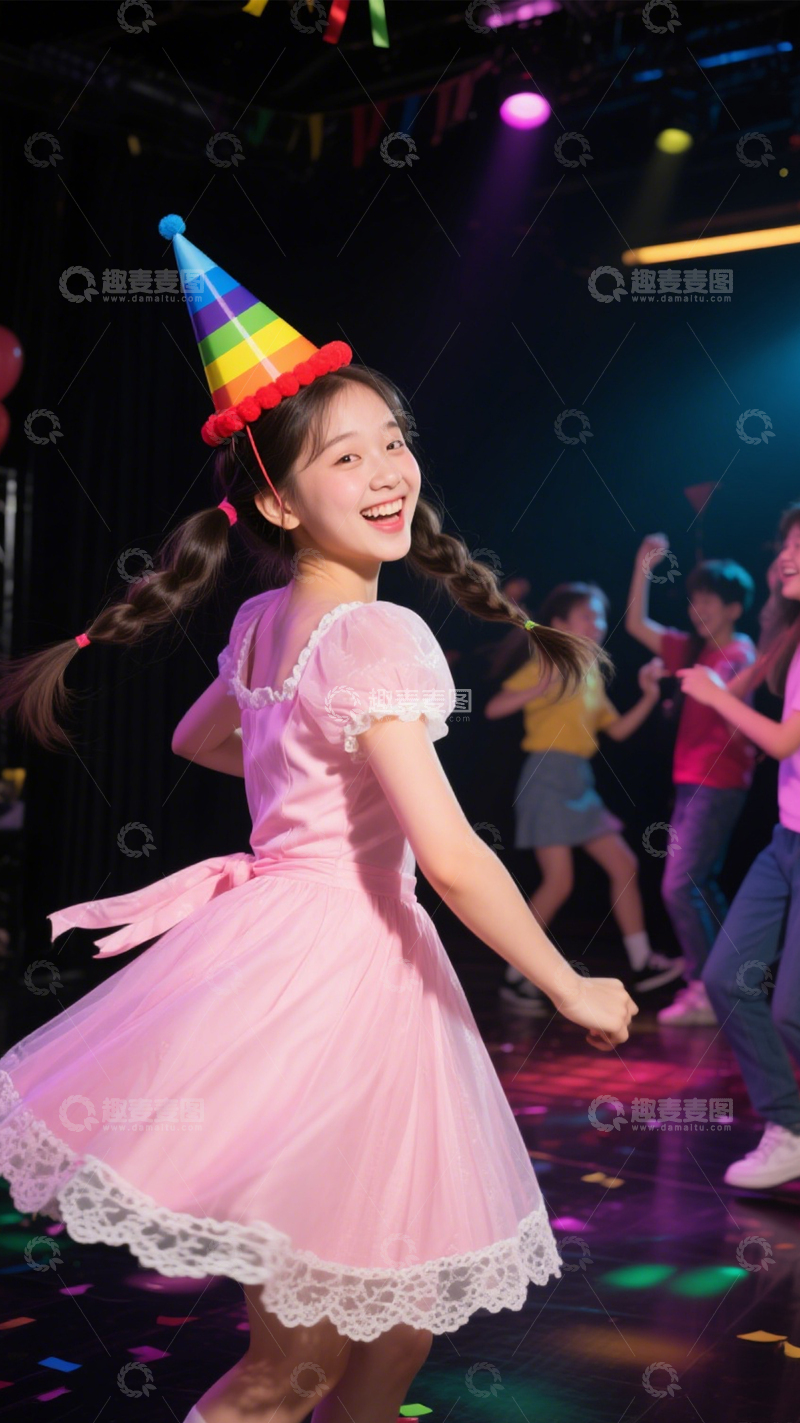 高清大图下载【趣麦麦图】派对甜美粉裙穿搭1