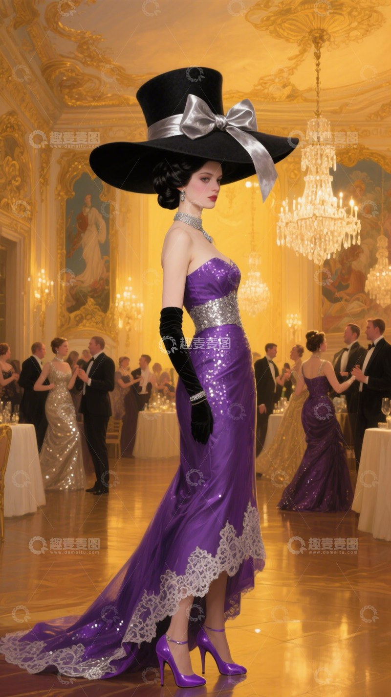 高清大图下载【趣麦麦图】华丽舞会紫色礼服3