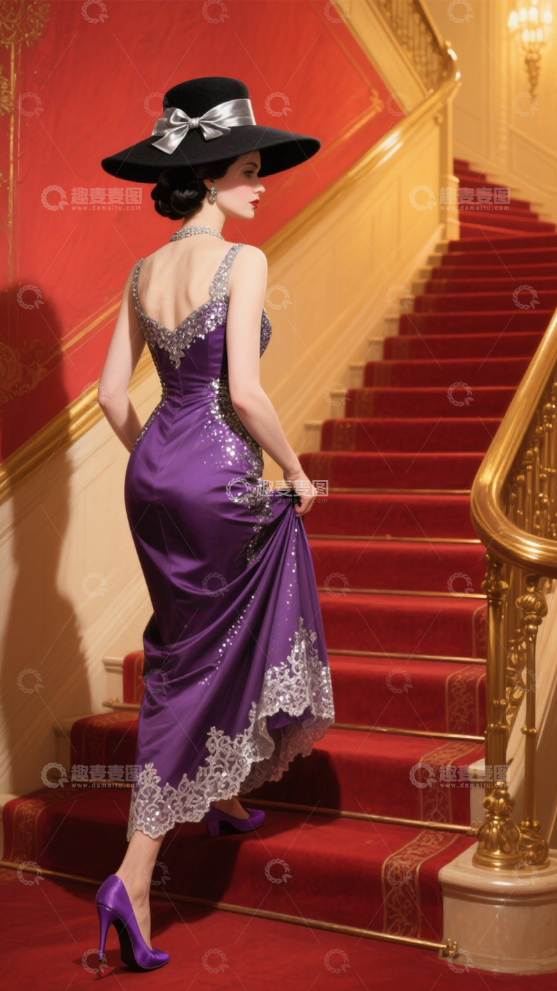 高清大图下载【趣麦麦图】华丽舞会紫色礼服2