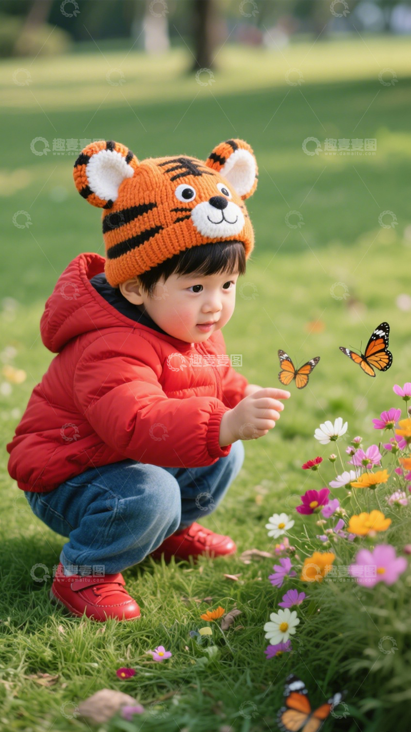 高清大图下载【趣麦麦图】-童趣亲子虎帽穿搭2