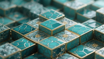 金色镶边的瓷砖艺术1