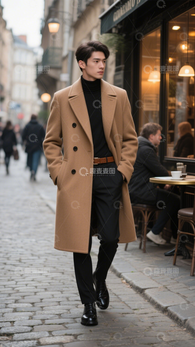 高清大图下载【趣麦麦图】时尚通勤驼色大衣2