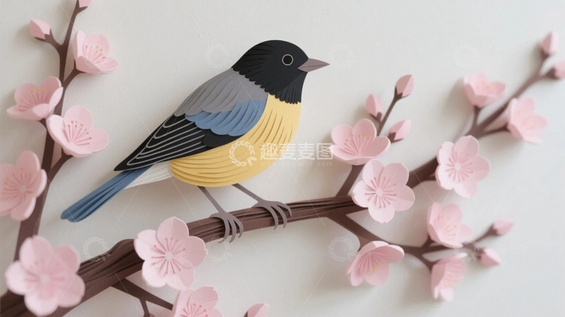 高清大图下载【趣麦麦图】剪纸艺术花鸟4