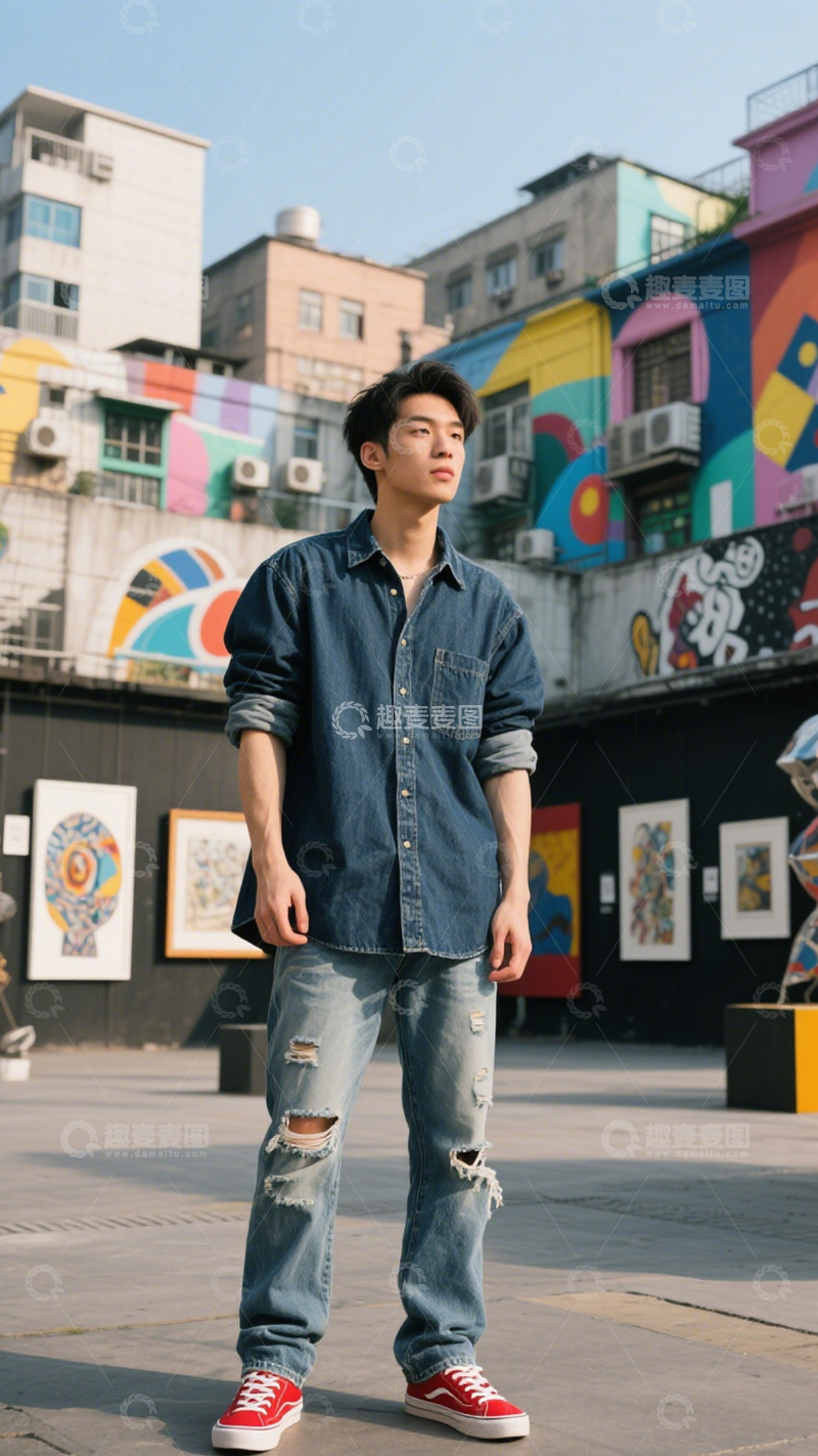 高清大图下载【趣麦麦图】城市街头牛仔穿搭3