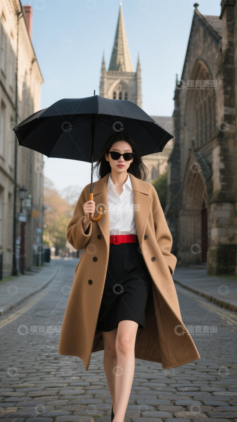 高清大图下载【趣麦麦图】时尚通勤驼色大衣