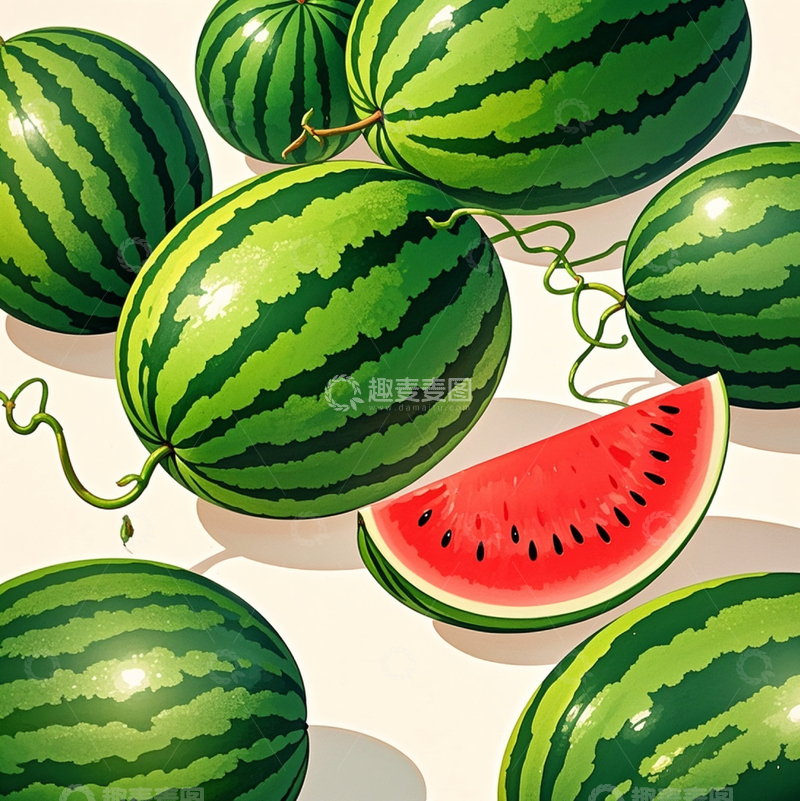 高清大图下载【趣麦麦图】7月夏至西瓜1