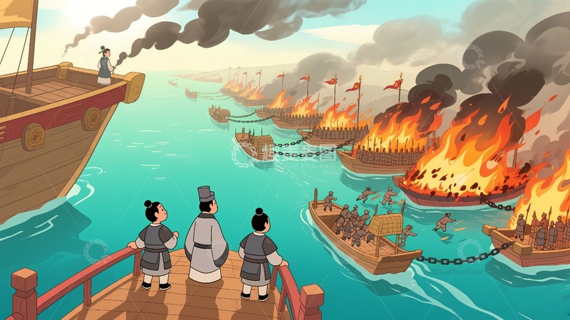 高清大图下载【趣麦麦图】三国演义赤壁之战1