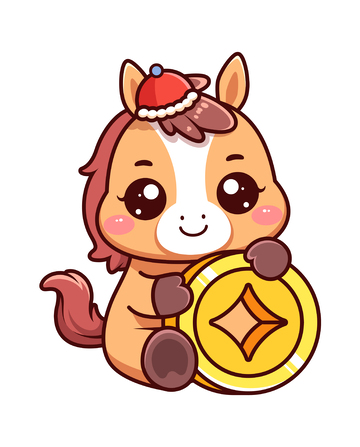 马年暴富可爱卡通插画